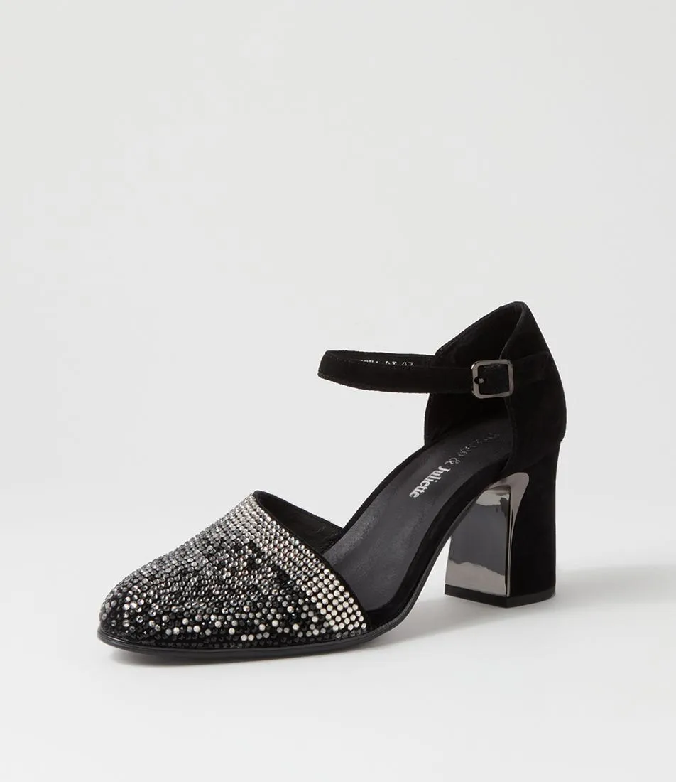 DJANGO & JULIETTE Keeka New Black Suede Mary Jane Heels