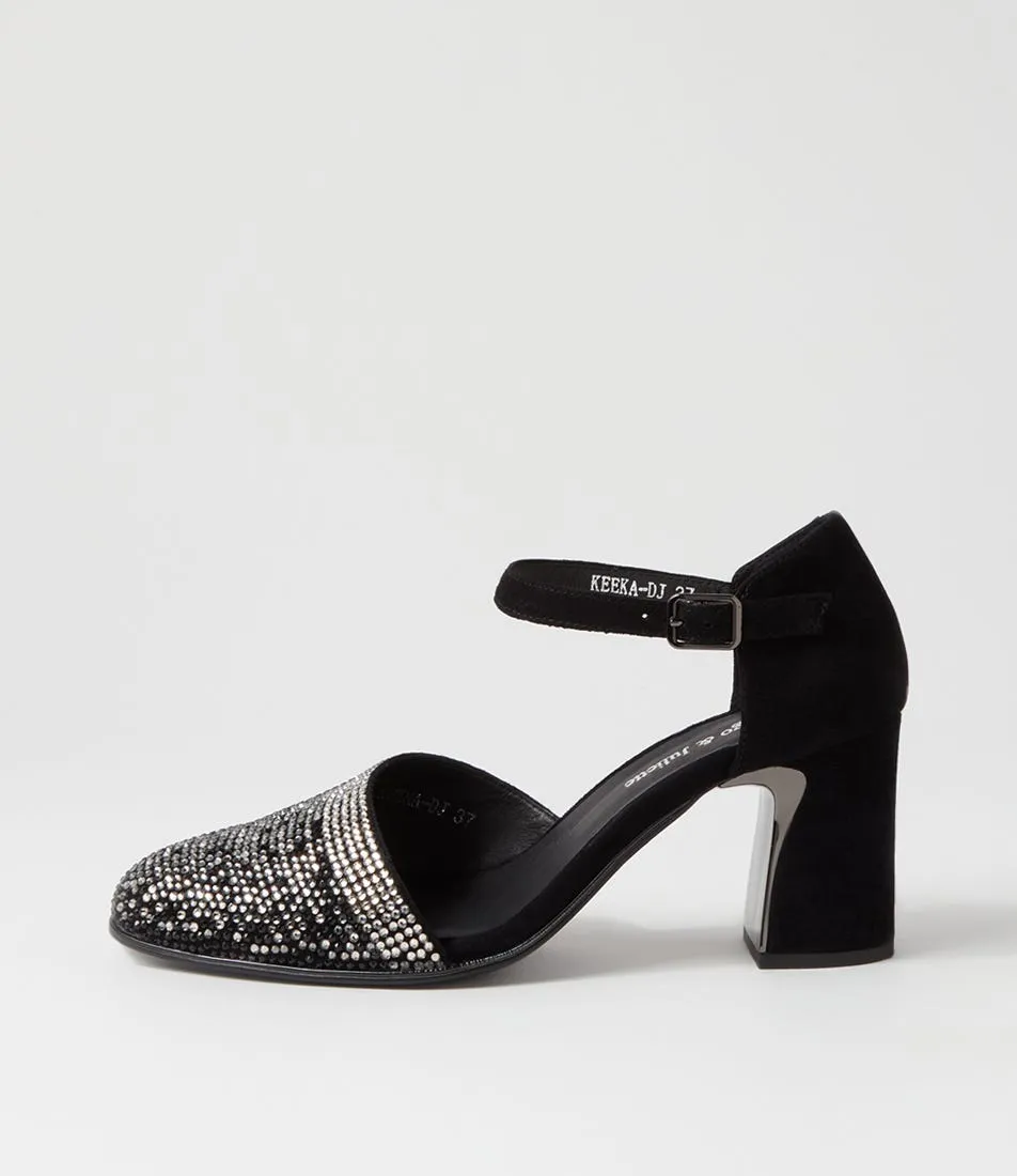 DJANGO & JULIETTE Keeka New Black Suede Mary Jane Heels