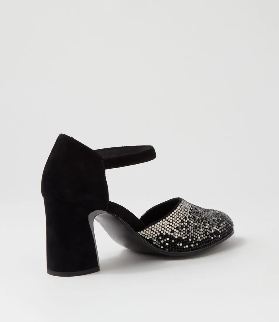 DJANGO & JULIETTE Keeka New Black Suede Mary Jane Heels