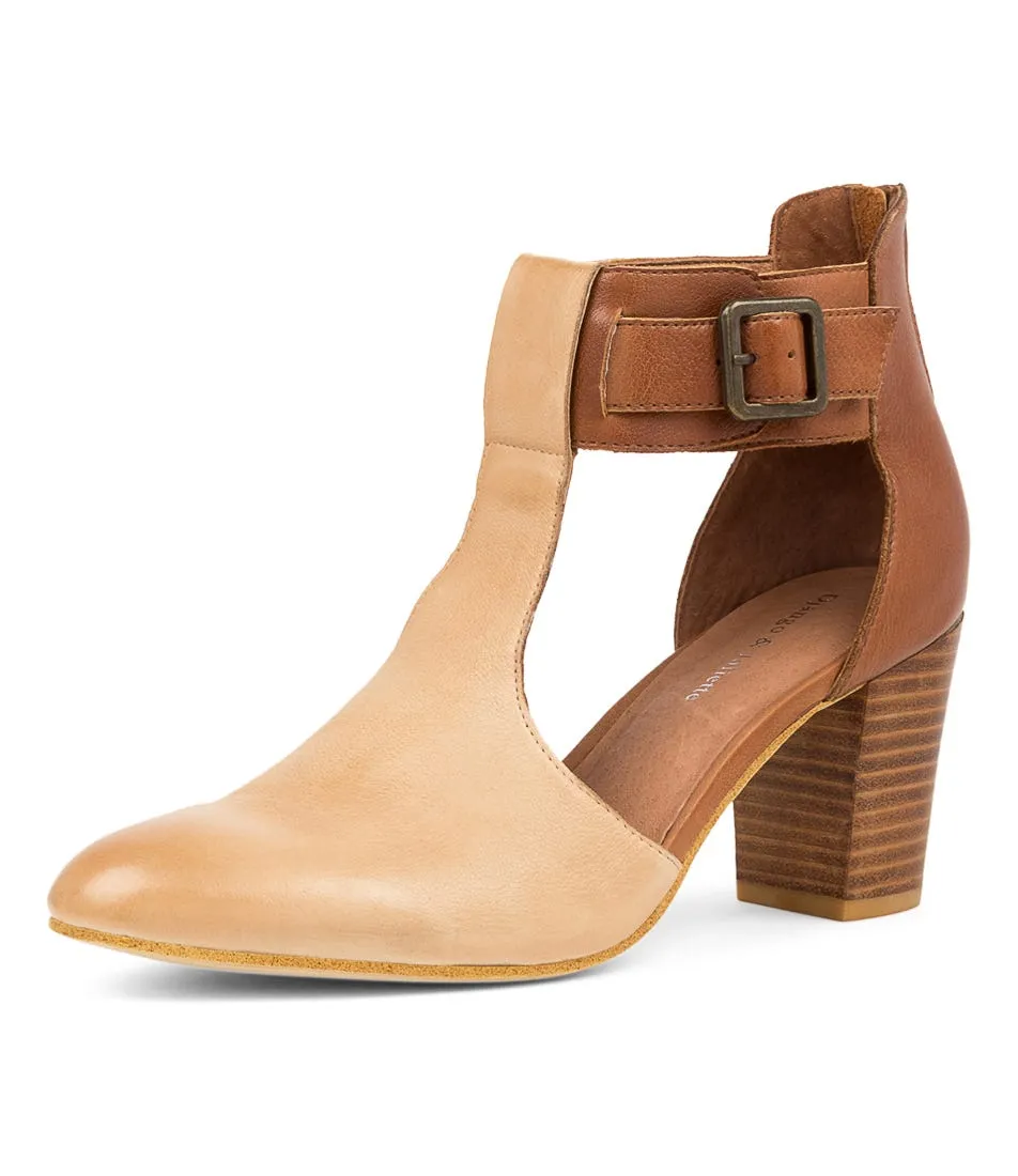 DJANGO & JULIETTE Lionelle Caramel Cognac Leather Heels