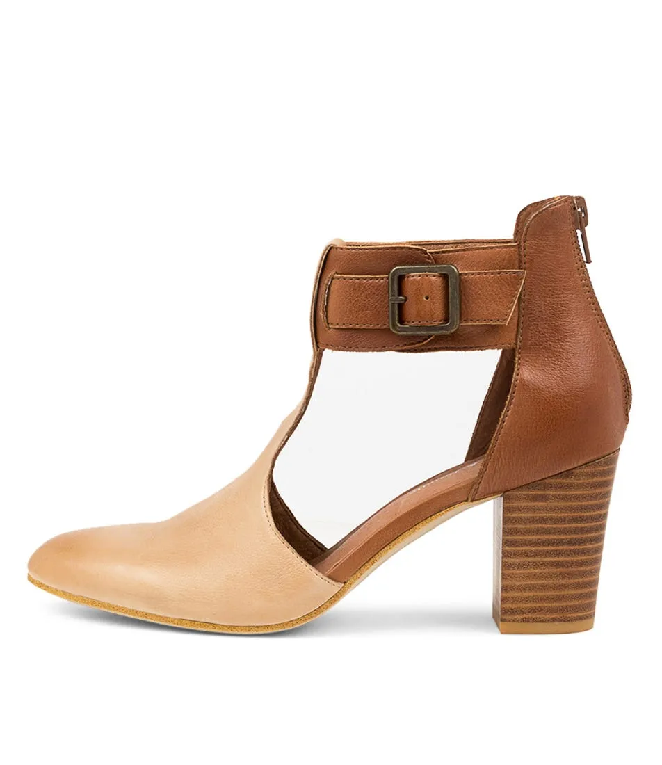 DJANGO & JULIETTE Lionelle Caramel Cognac Leather Heels