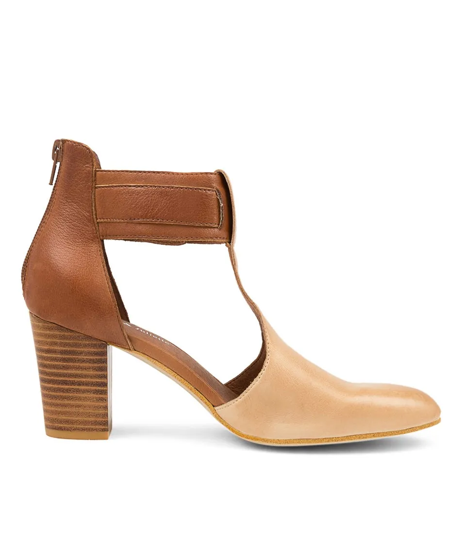 DJANGO & JULIETTE Lionelle Caramel Cognac Leather Heels