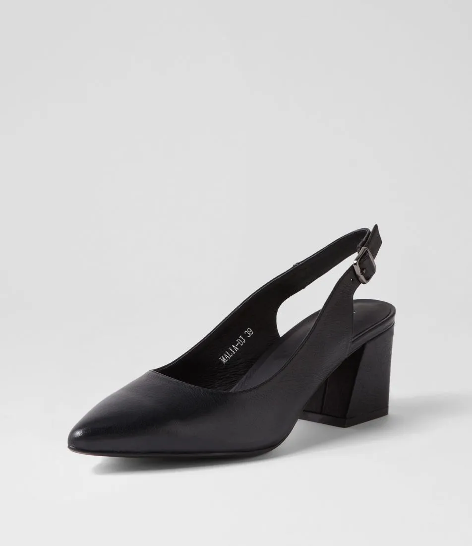 DJANGO & JULIETTE Malia Black Leather Heels