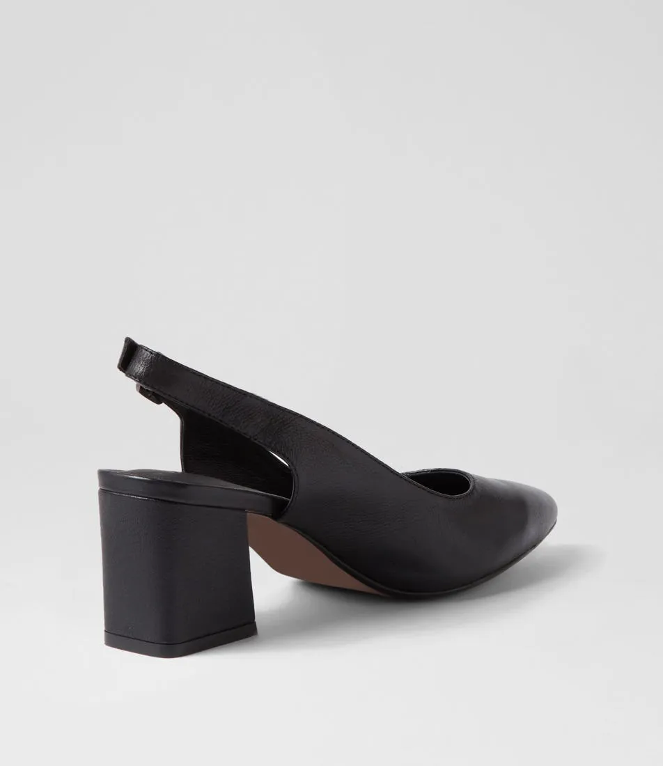 DJANGO & JULIETTE Malia Black Leather Heels