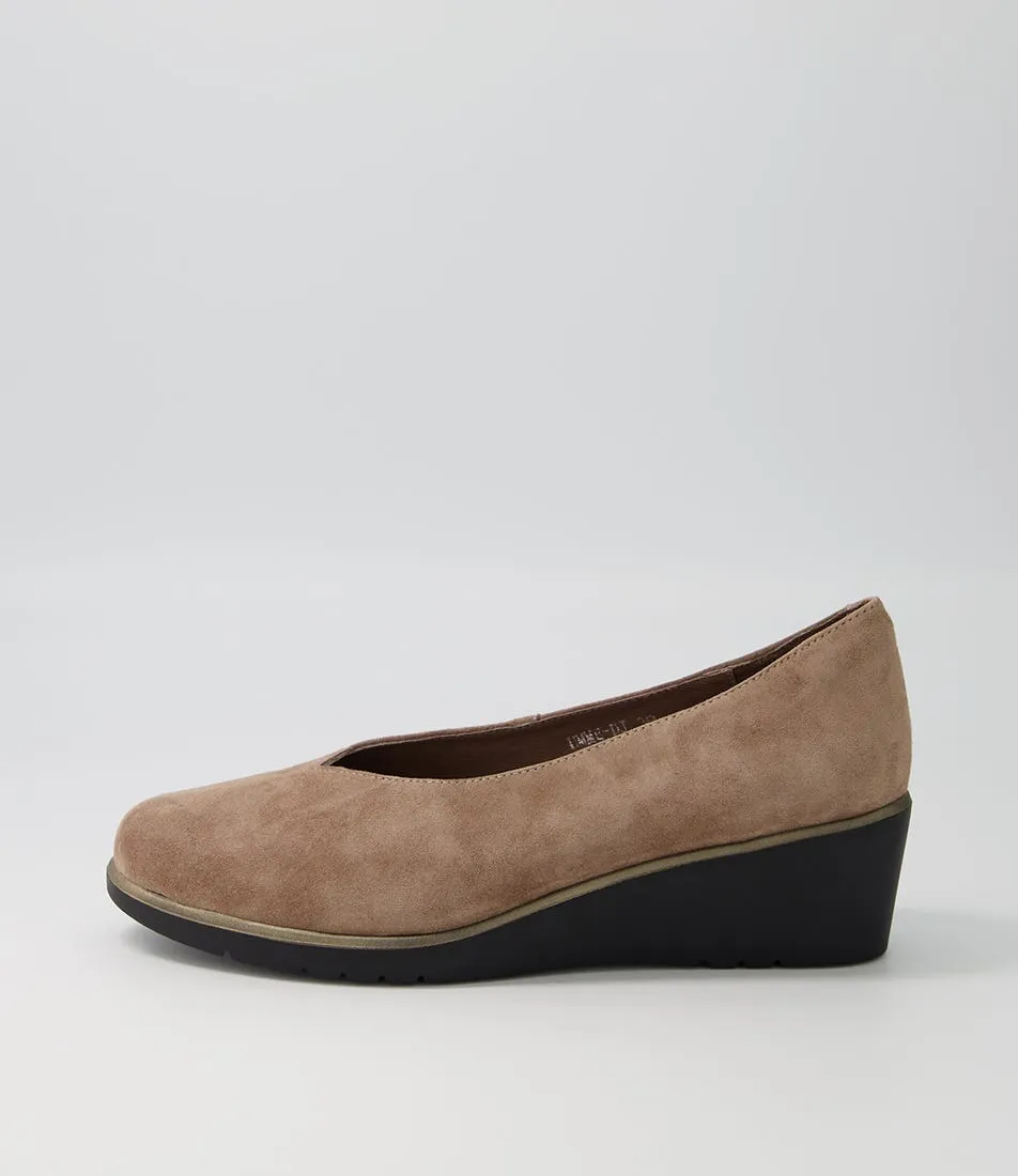 DJANGO & JULIETTE Umme Taupe Suede Heels