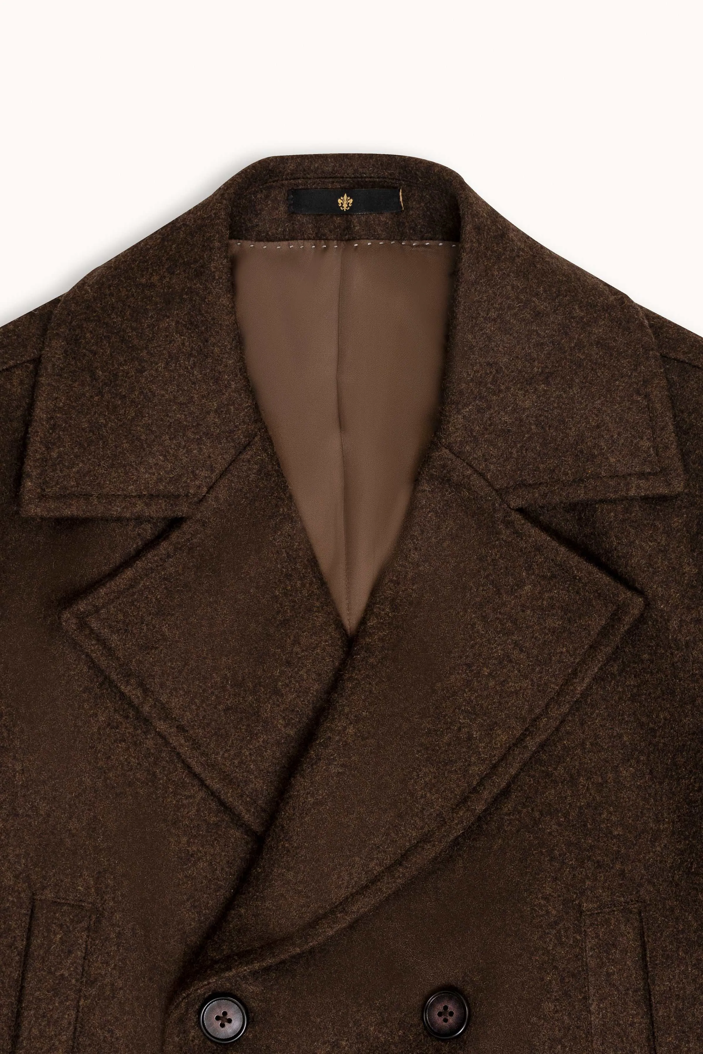 Double Breasted Wool Coat Dark Brown