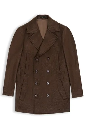 Double Breasted Wool Coat Dark Brown