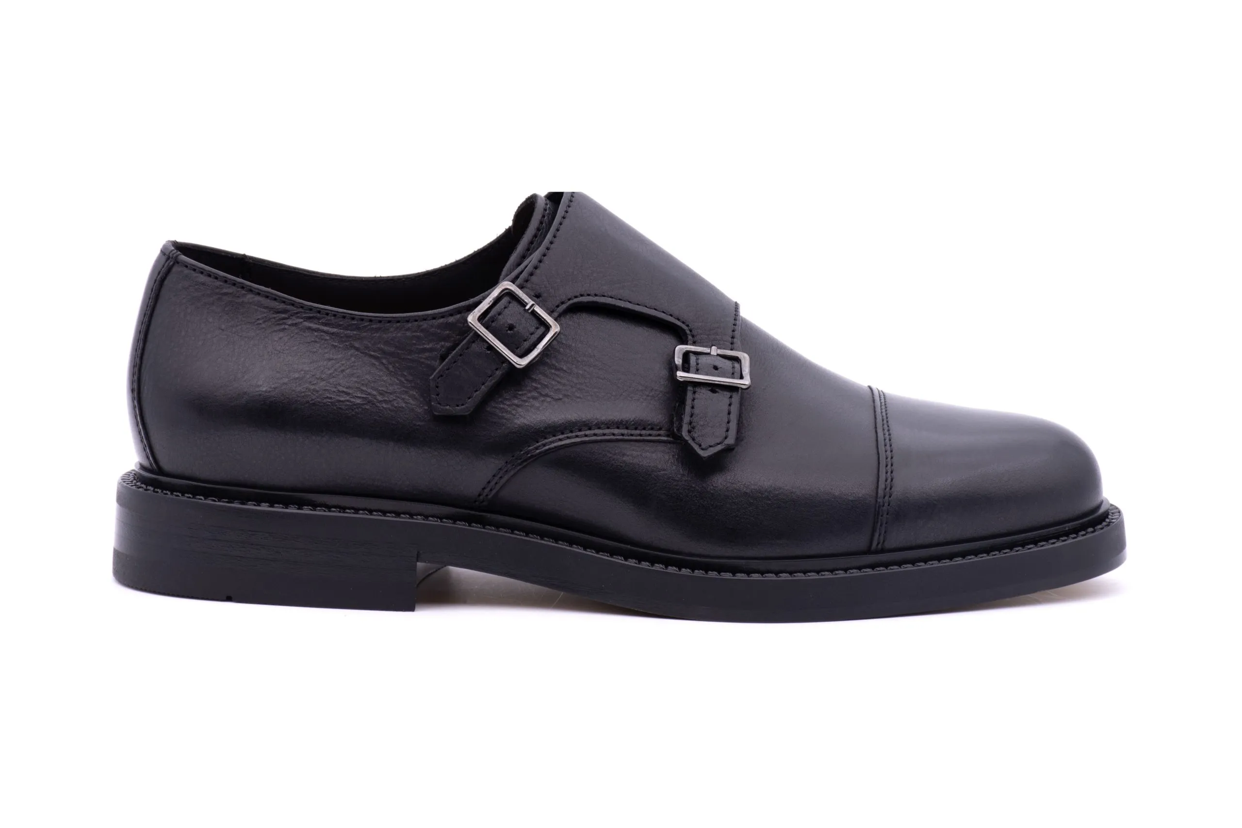 Double Buckle Calfskin Derby