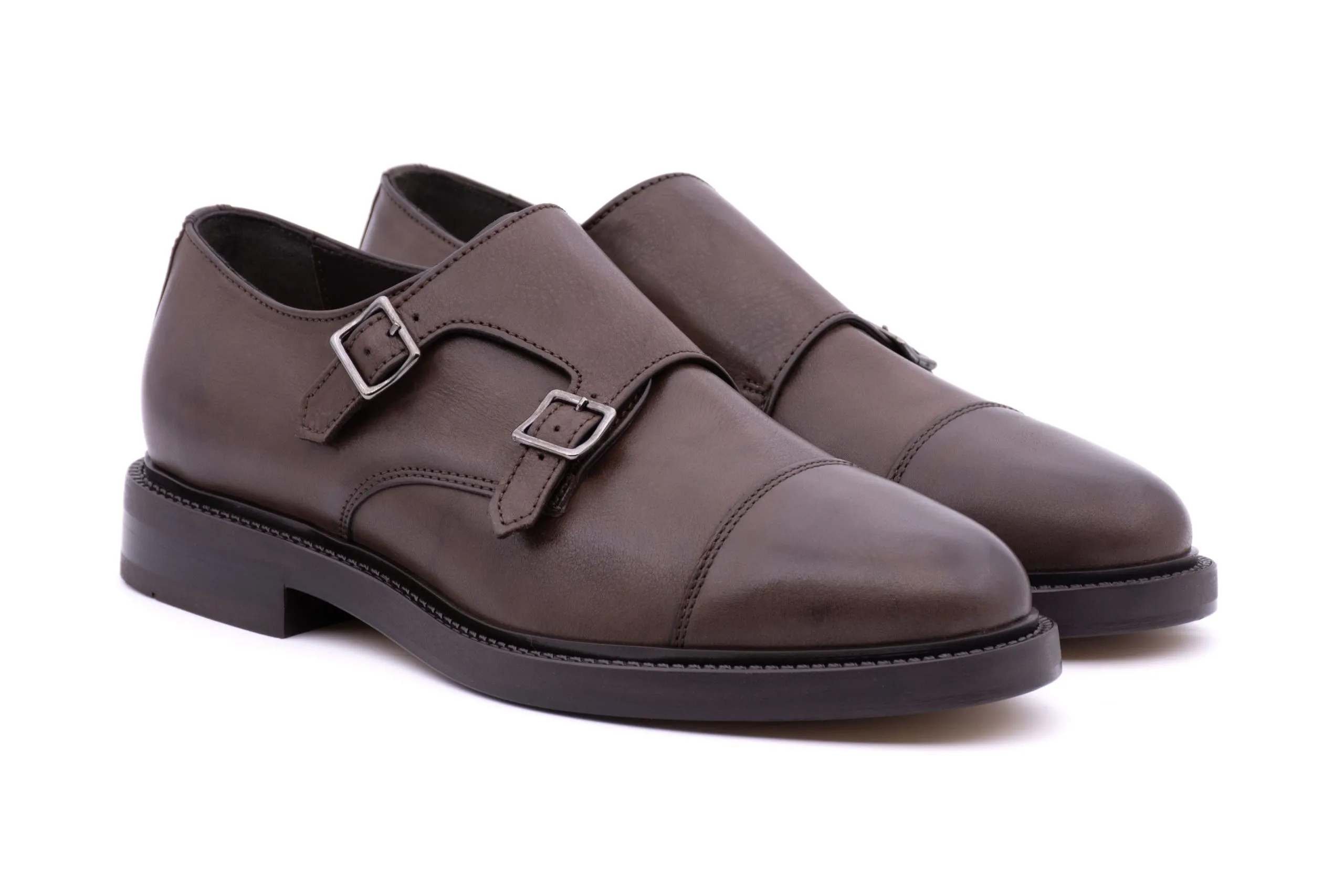 Double Buckle Calfskin Derby