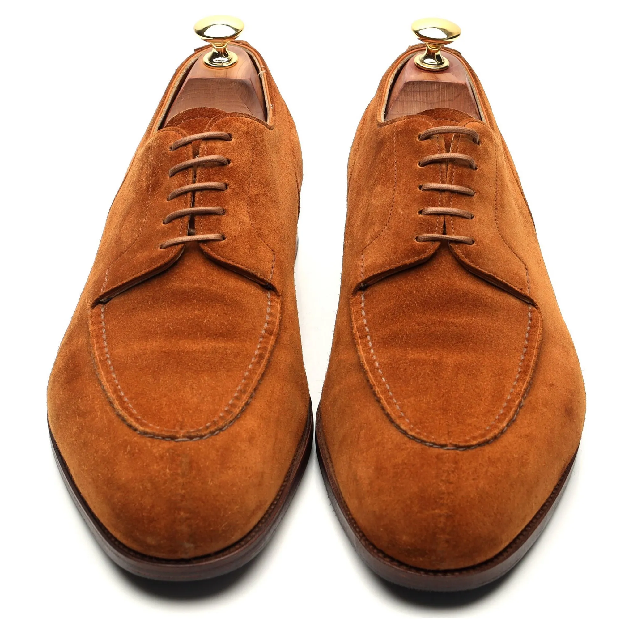 'Dover' Tan Brown Suede Split Toe Derby UK 9 F