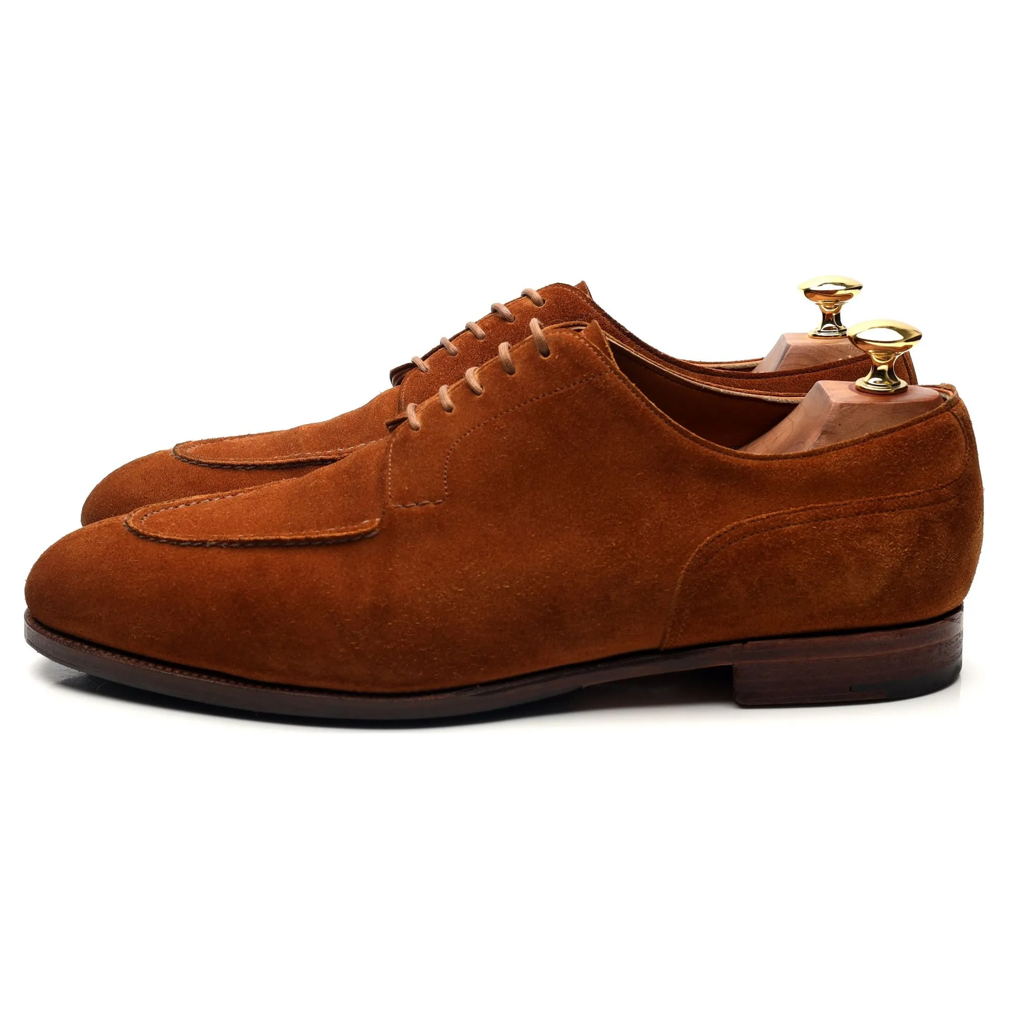 'Dover' Tan Brown Suede Split Toe Derby UK 9 F