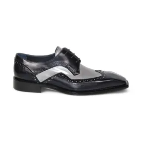 Black/Light Grey Calf-Skin Leather Oxfords D1113 by Duca Saranno