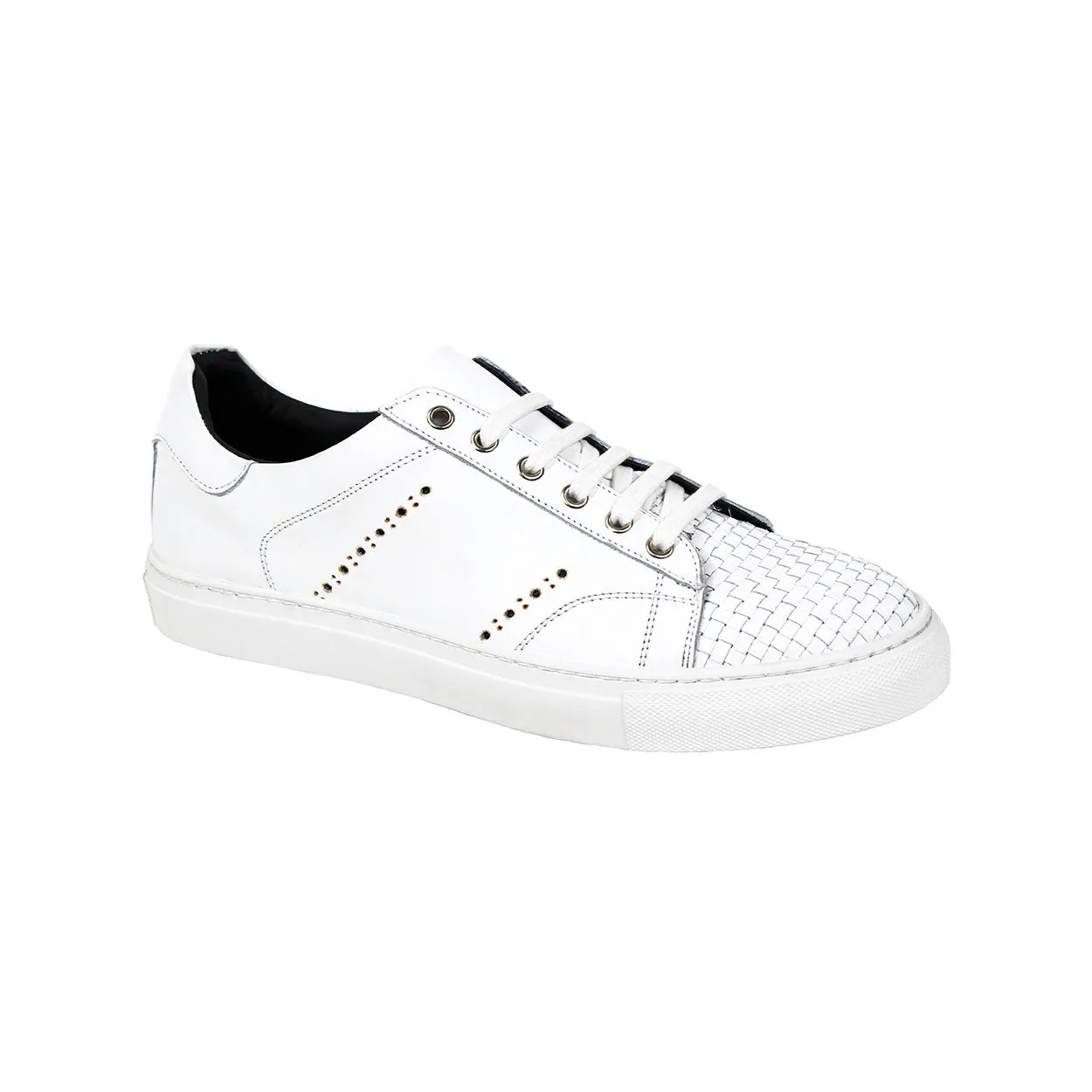 Duca Sorrento Men's Shoes White Calf Sneakers (D1105)