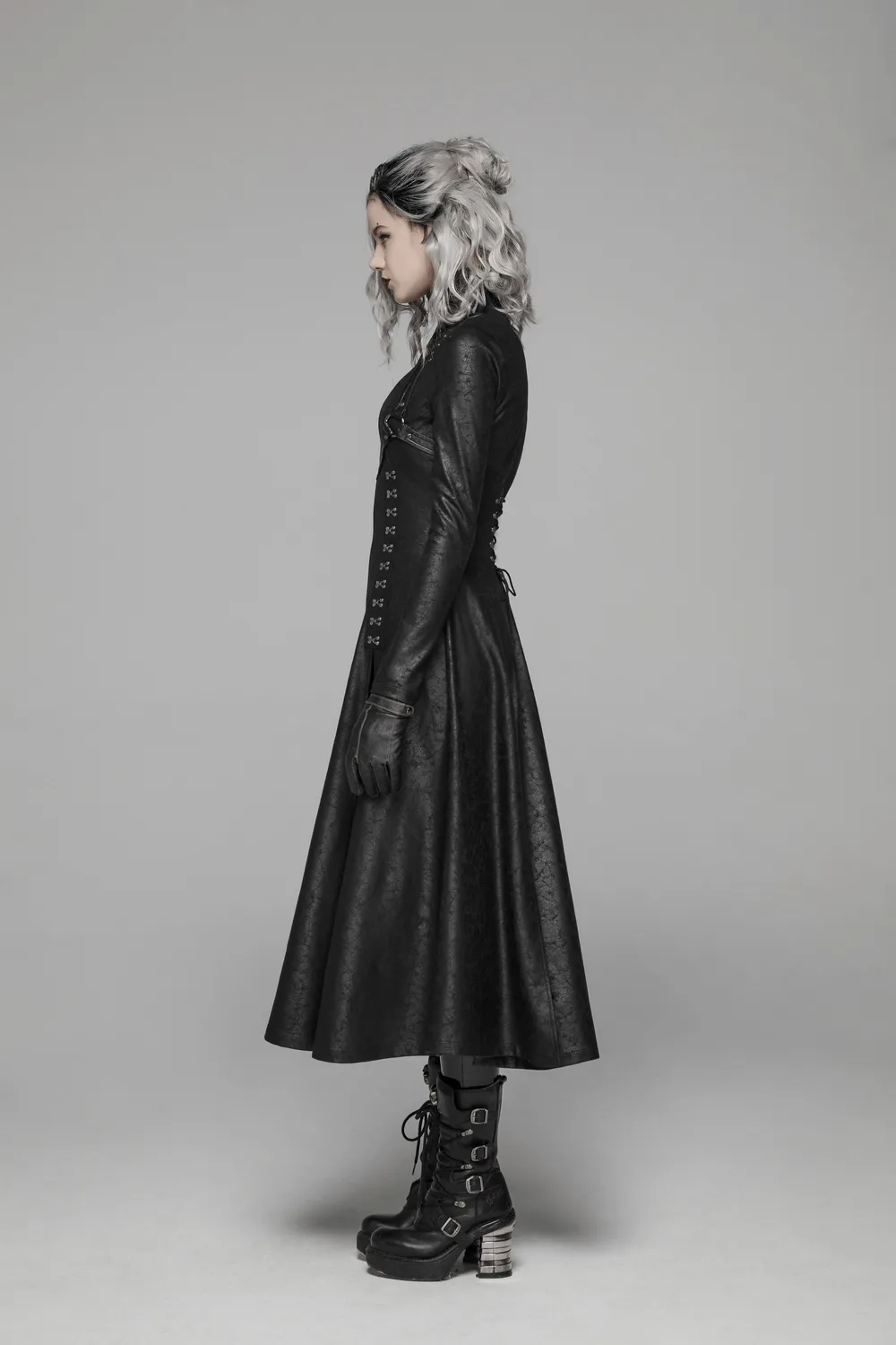 embossed punk full-length coat