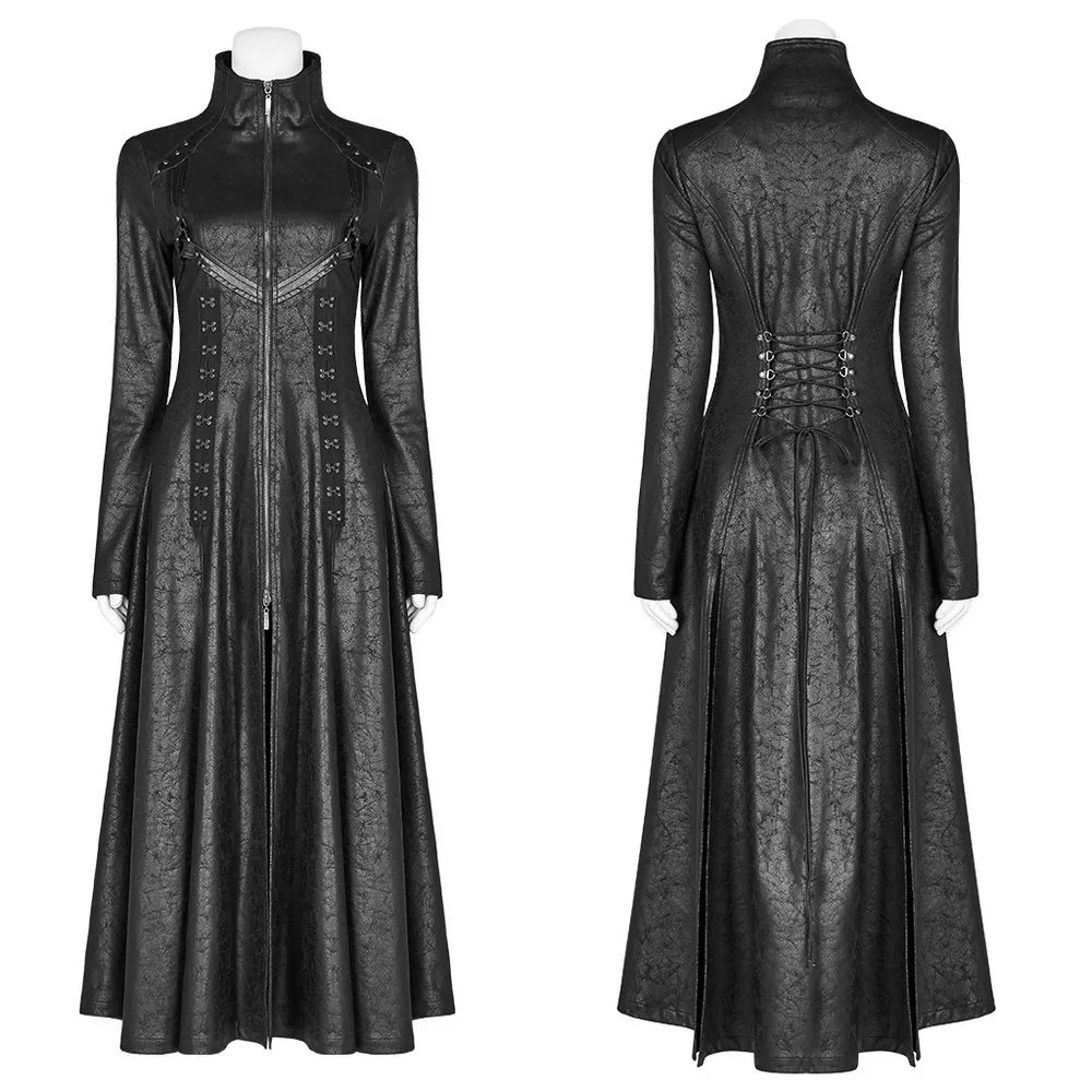 embossed punk full-length coat