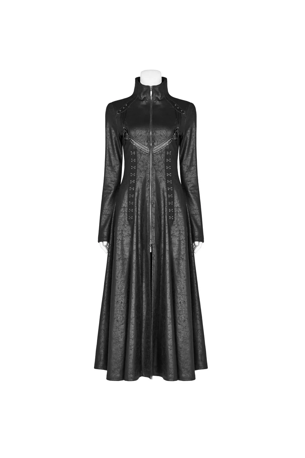 embossed punk full-length coat