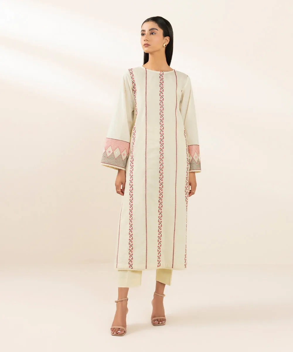 Shirt with Elegant Embroidered Jacquard Design