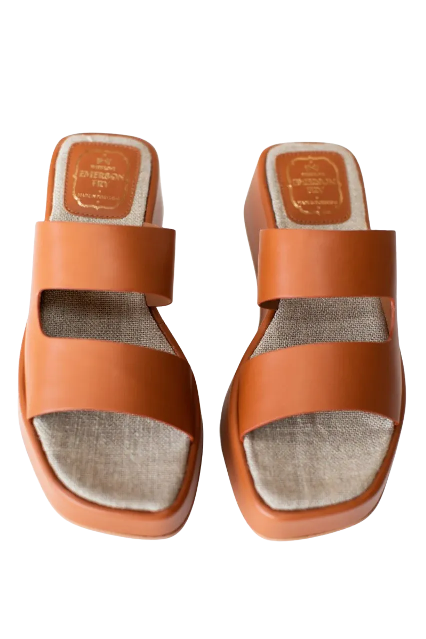 Almond Leather Emerson Fry Platform Slide