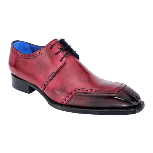 Emilio Franco Italo Burgundy and Antique Red combination Calfskin Derby Oxford for men