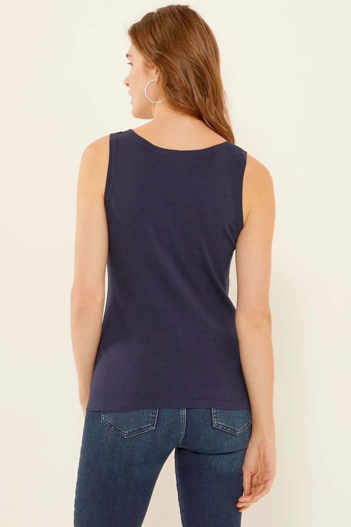 Essential Heritage Knit Rocker Tank | Deep Ocean