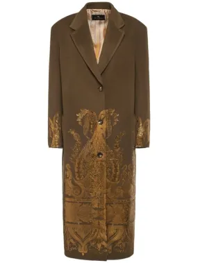 Wool & Cashmere Printed Long Coat by Etro