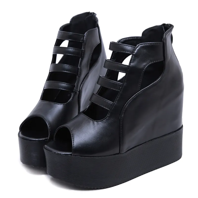 Open Toe Back Zipper Platforms for Women