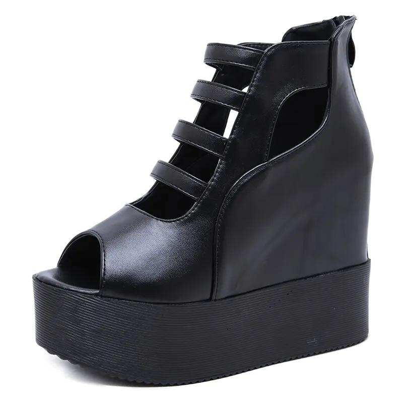 Open Toe Back Zipper Platforms for Women