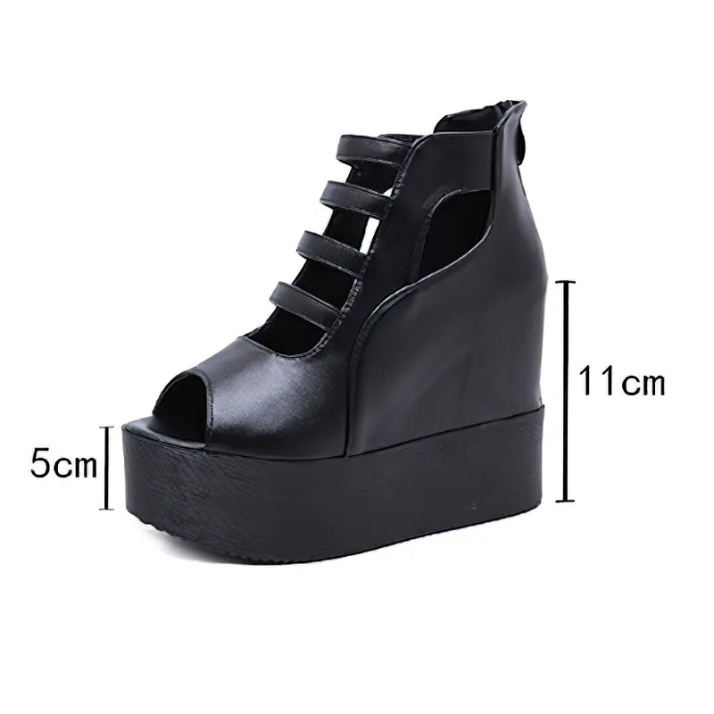 Open Toe Back Zipper Platforms for Women