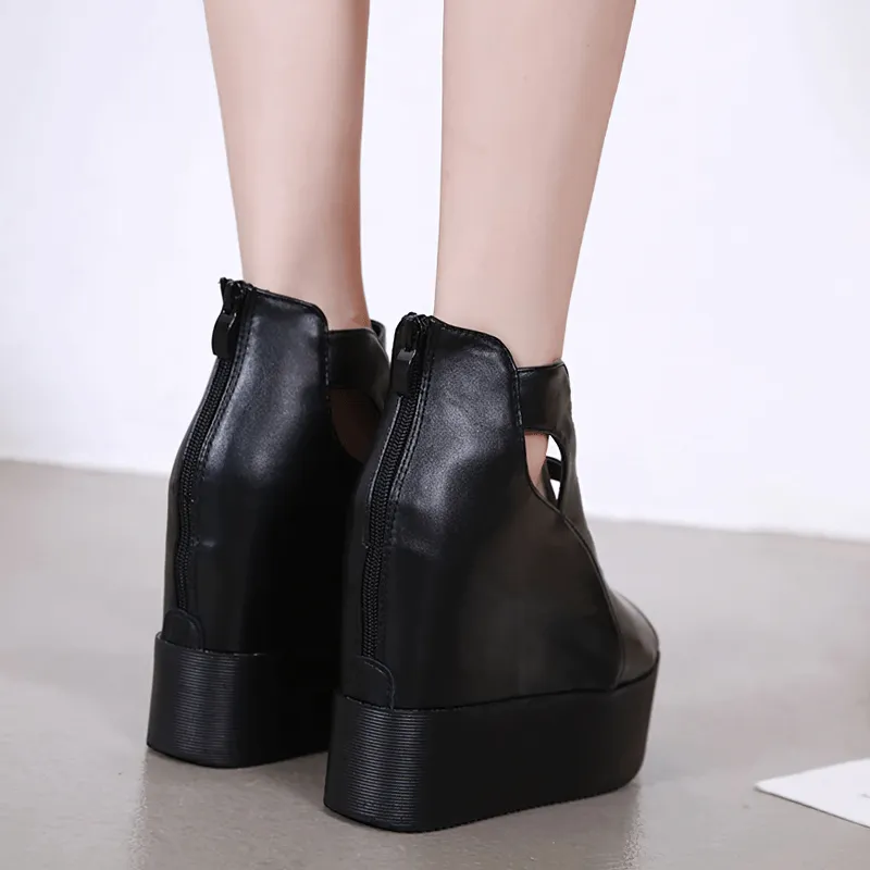 Open Toe Back Zipper Platforms for Women