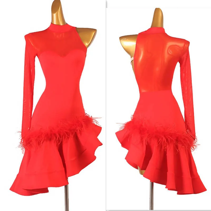 Fiesta Red Flamenco Latin Dance Dress | LQ333