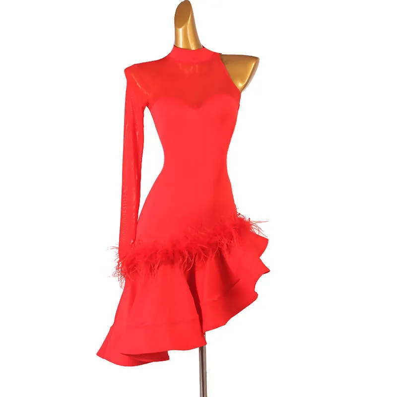 Fiesta Red Flamenco Latin Dance Dress | LQ333