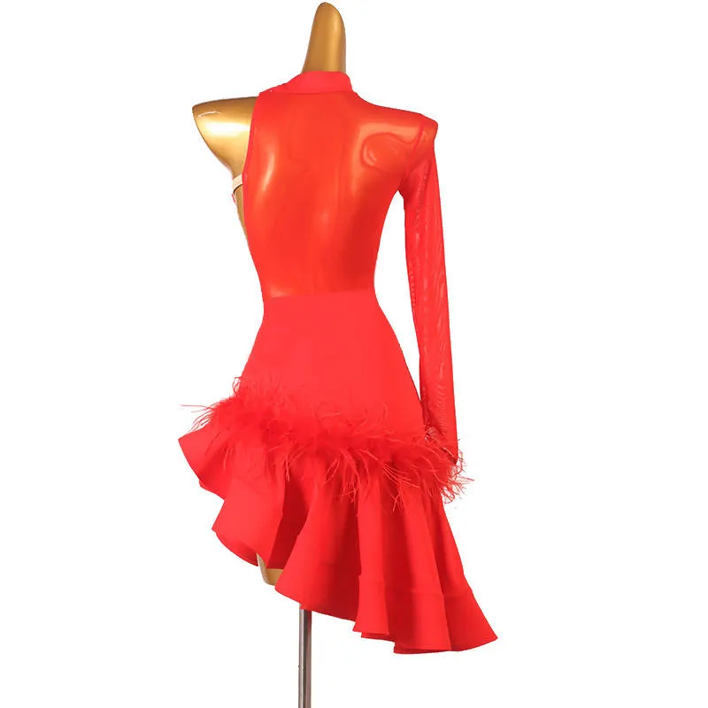 Fiesta Red Flamenco Latin Dance Dress | LQ333