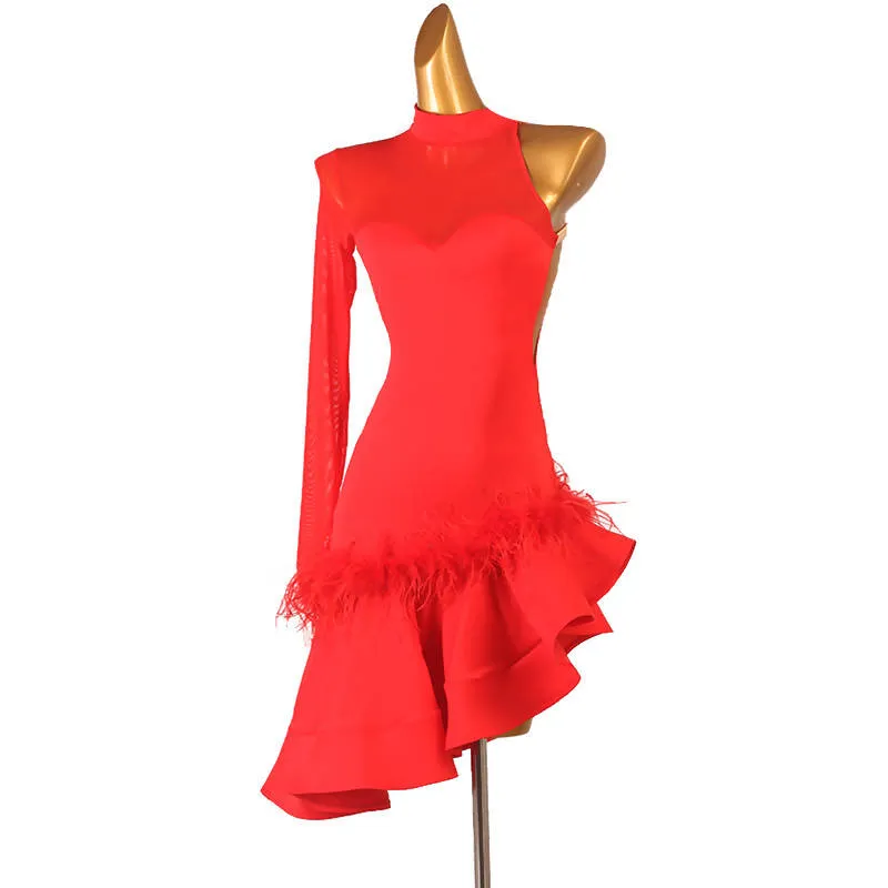 Fiesta Red Flamenco Latin Dance Dress | LQ333