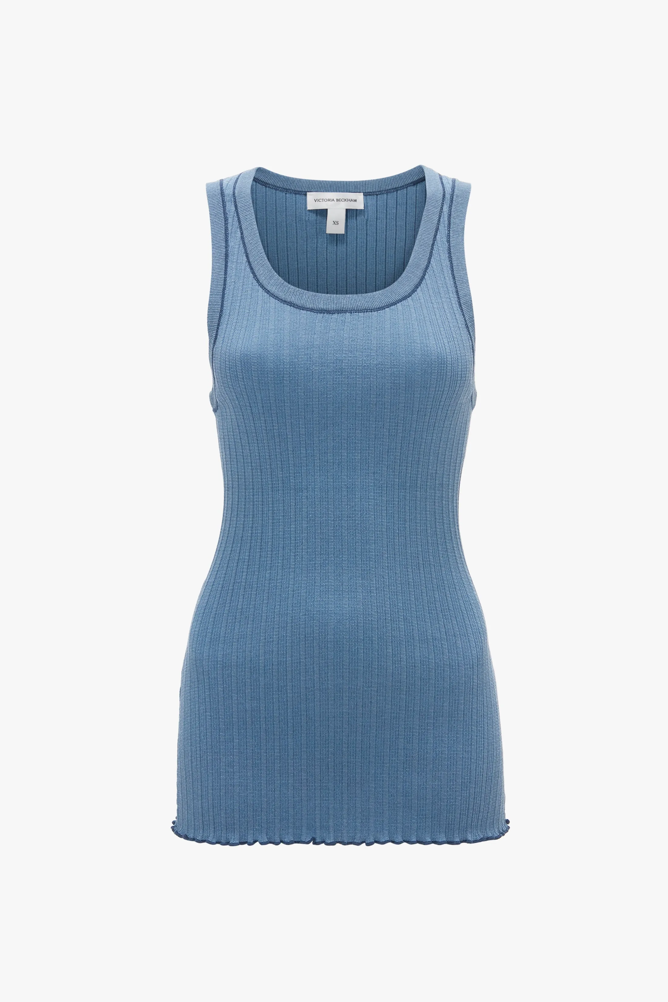 Fine Knit Micro Stripe Tank In Heritage Blue