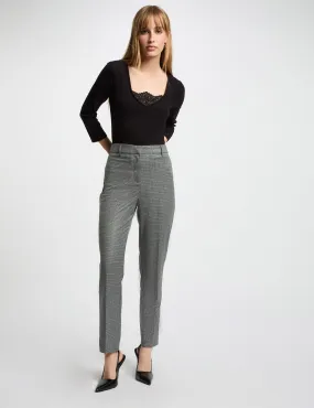 Fitted trousers check print mid-grey women