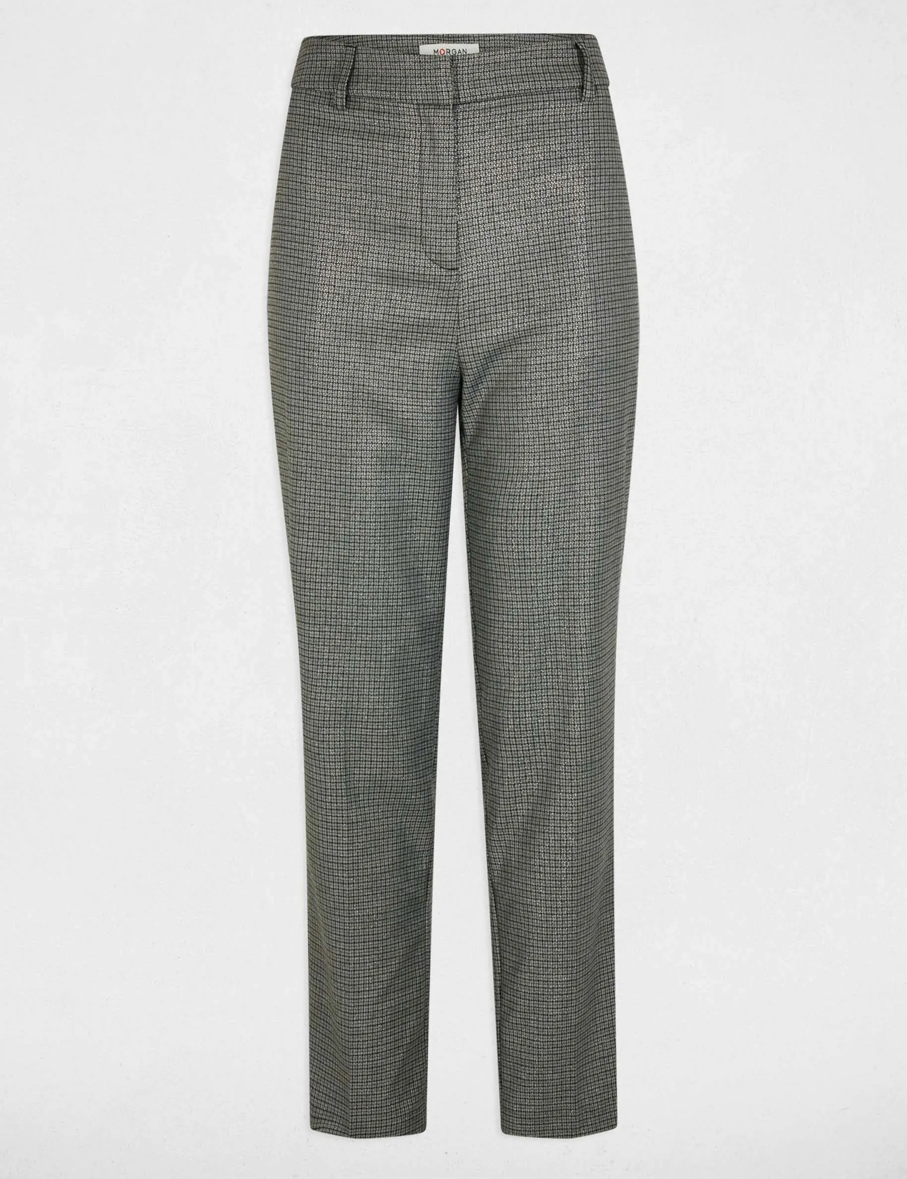 Fitted trousers check print mid-grey women