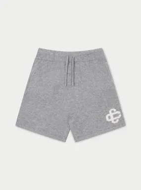 FLUFFY KNIT EMBLEM SHORTS - GREY MARL