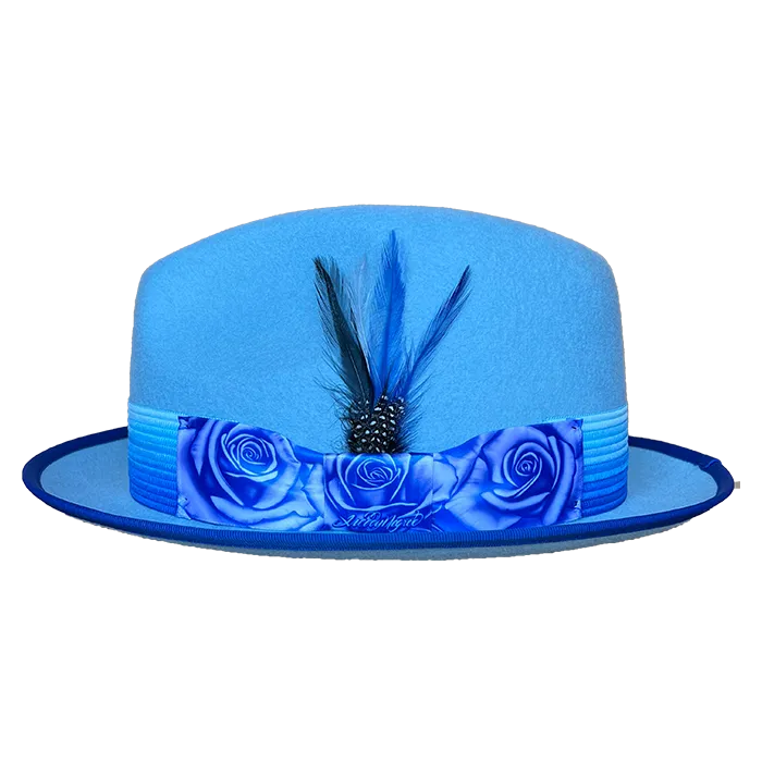 Freddy Negrete Wool Felt Rose Blue Hat