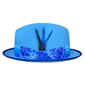 Freddy Negrete Wool Felt Rose Blue Hat