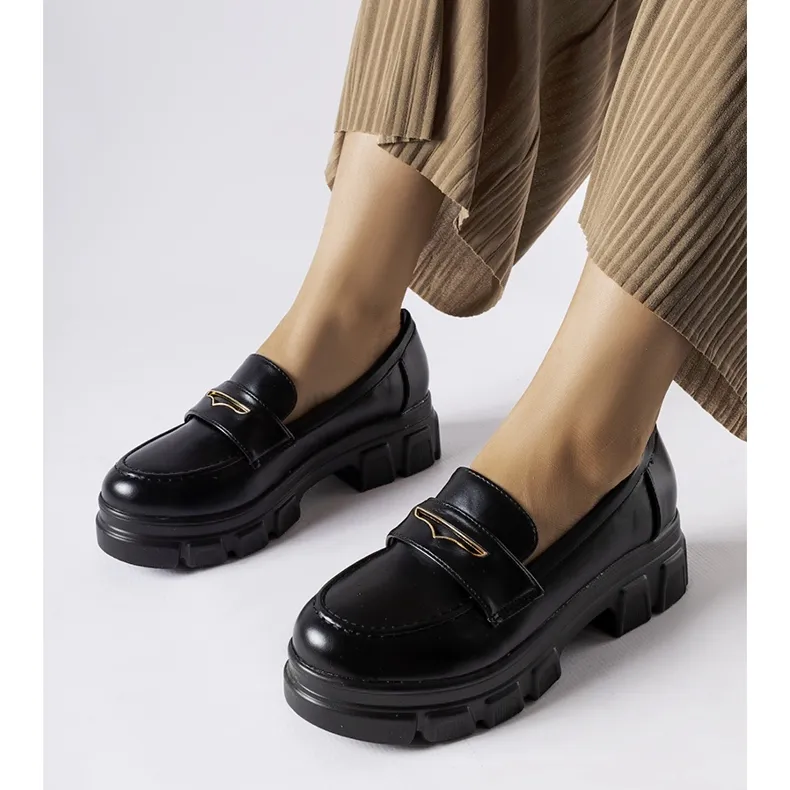 Black Moccasins with Visible Tread by Fuori