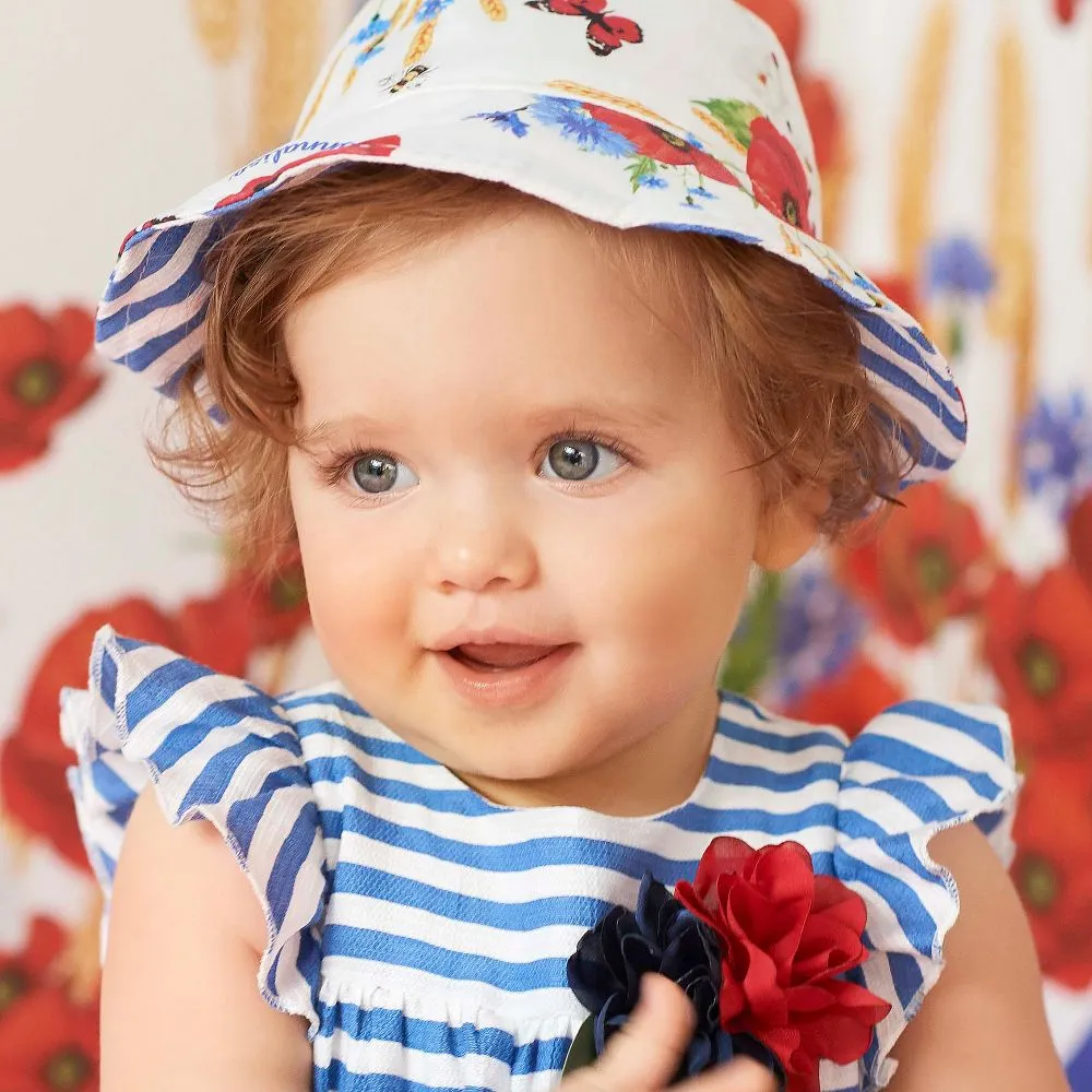 Girls Floral Cotton Sun Hat