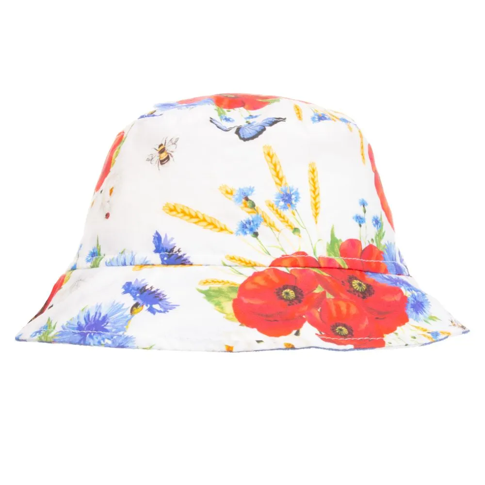 Girls Floral Cotton Sun Hat