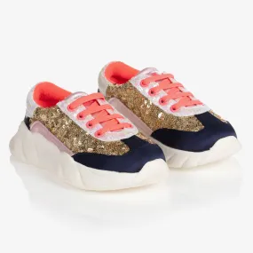 Girls Gold Sequined Trainers