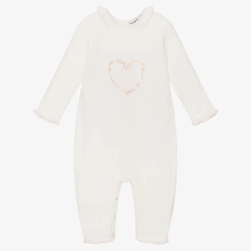 Girls Ivory Knit Babysuit