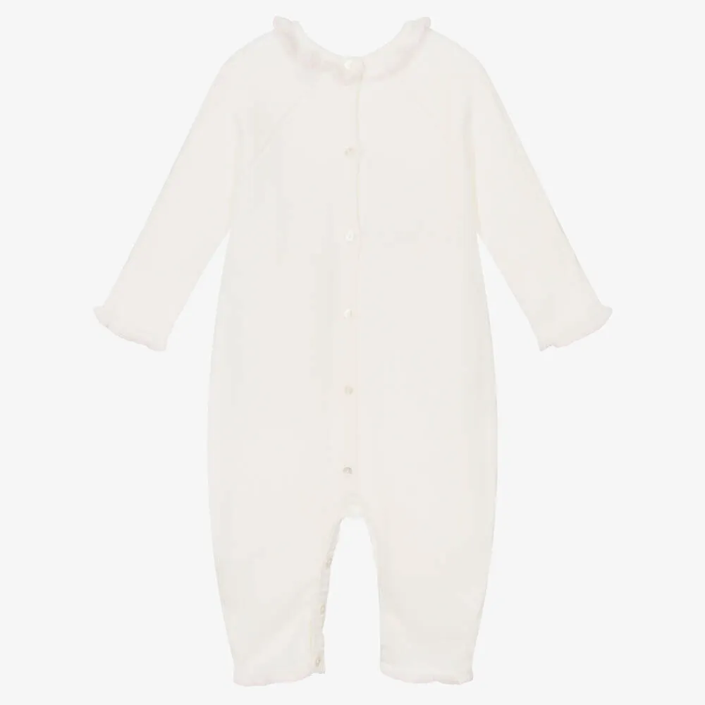 Girls Ivory Knit Babysuit