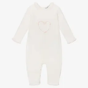 Girls Ivory Knit Babysuit