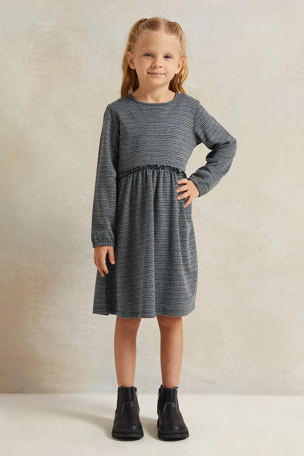 Girls Multicolour Jacquard Dress