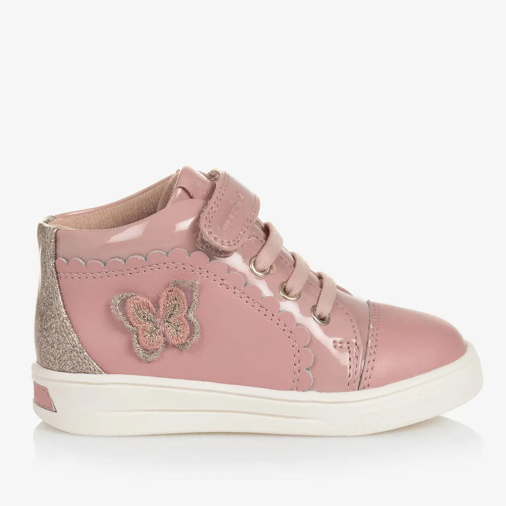 Girls Pink Butterfly Trainers