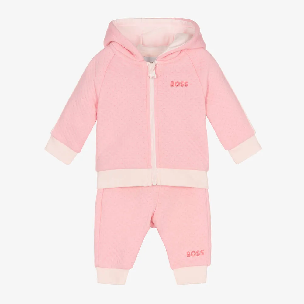 Pink Cotton Girls Tracksuit