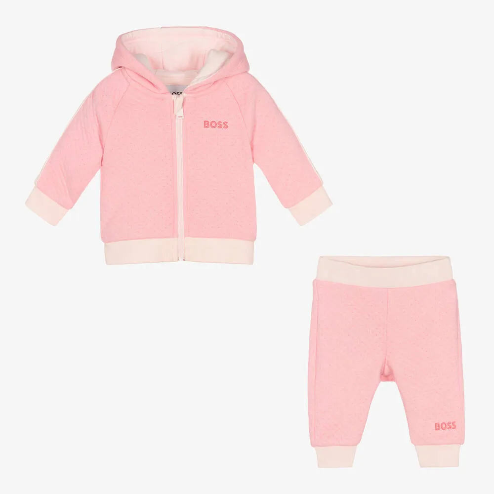 Pink Cotton Girls Tracksuit